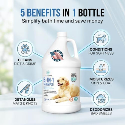 Gallon Bottle - 5 in 1 Dog Shampoo - Groomers Choice - Made in The USA