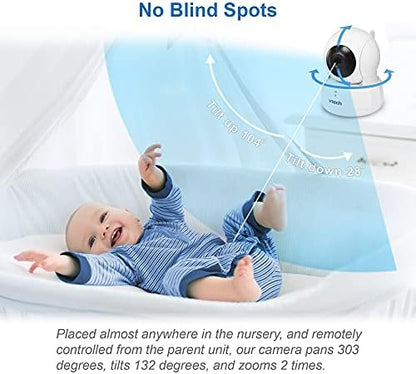 VTech Baby Monitor, No WiFi Secure Transmission – 19-Hour Battery, 2.8" Screen, Pan Tilt Zoom, Night Vision, 1000ft Range, Temperature Sensor, 2-Way Talk | VM923