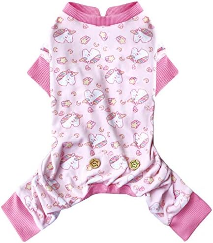 KYEESE Velvet Dog Pajamas for Small Medium Dogs Soft Onesie, Unicorn Pink