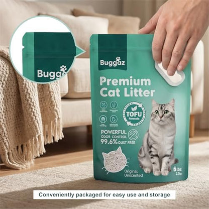 Tofu Cat Litter, Flushable Cat Litter, Low Tracking, Clumping, 6 lb