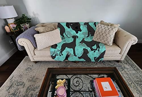 Caroline's Treasures MLM1070LQB Black Great Dane Quilted Blanket 50x60 Artwork Pattern Quilted Throw Blanket for Bed, Couch, Sofa, Soft and Lightweight