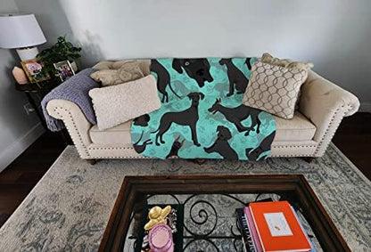 Caroline's Treasures MLM1070LQB Black Great Dane Quilted Blanket 50x60 Artwork Pattern Quilted Throw Blanket for Bed, Couch, Sofa, Soft and Lightweight