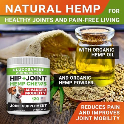 Advanced Joint Hemp Chews for Dogs Mobility - Hip & Joint Pain Relief Chews