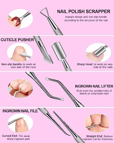 MORGLES Cuticle Remover Kit with 100/180 Nail Files & Nail Buffer Blocks