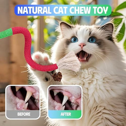 Silvervine Sticks Cat Chew Toys for Indoor Cats Dental Care Teeth Cleaning, Natural Kitten & Cat Teething Toys for Health, Catnip Toys Cat Chew Rope Suitable for All Breeds of Aggressive Chewers Cat