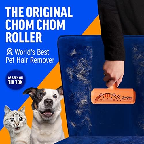 ChomChom Roller Pet Hair Remover – Original Size Reusable Lint Roller for Cat & Dog Hair on Furniture, Couch, Carpet, Car, Rugs & Bedding – Portable, Eco-Friendly (Cat)