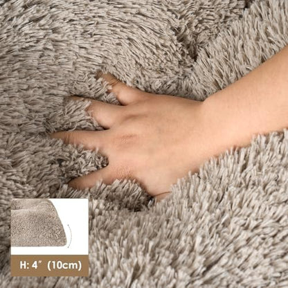 EHEYCIGA Fluffy Dog Crate Bed for Medium Dogs, Plush Crate Pad, Taupe