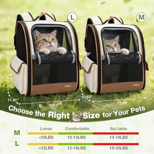 Lekereise Cat Backpack Carriers, Dog Carrier Backpacks with Breathable Mesh for Small Medium Cats Dogs Puppy Up to 18 Lbs, Pet Foldable Carrying Backpack Ventilated for Travel Hiking Collapsible