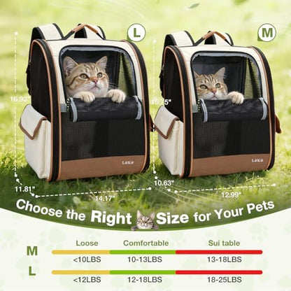 Lekereise Cat Backpack Carriers, Dog Carrier Backpacks with Breathable Mesh for Small Medium Cats Dogs Puppy Up to 18 Lbs, Pet Foldable Carrying Backpack Ventilated for Travel Hiking Collapsible