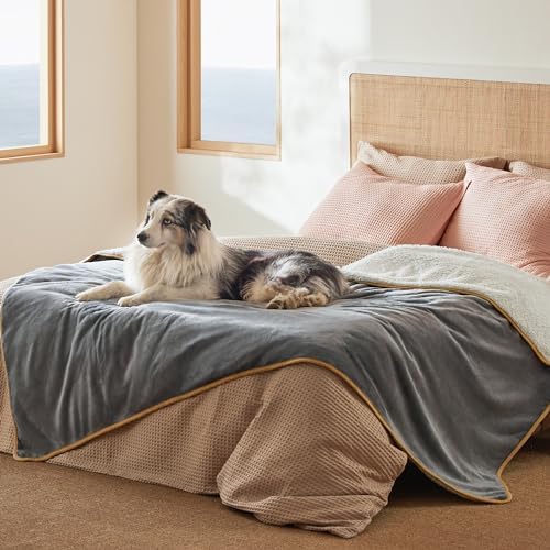 Bedsure Waterproof Blanket for Bed Soft Sherpa Fleece Throw,Twin 80"x60"