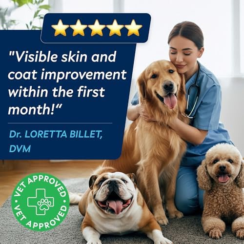 Omega 3 for Dogs - Fish Oil Skin & Coat Supplement, Itch & Allergy Support