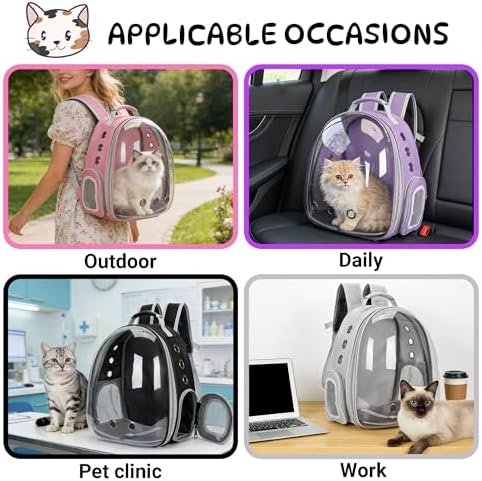 Cat Backpack Carrier Bubble Carrying Bag (Purple)