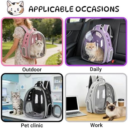 Cat Backpack Carrier Bubble Carrying Bag (Red)