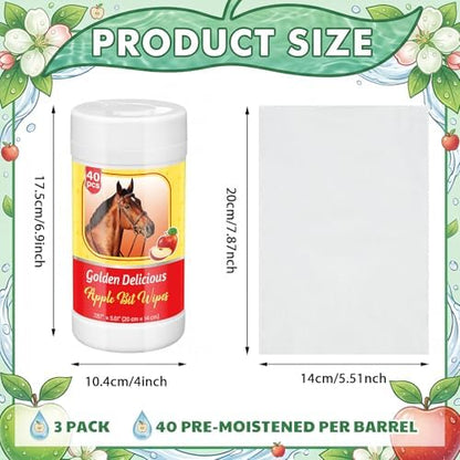 Threlaco 3 Pack Horse Bit Wipes, Apple Horse Bit Cleaners