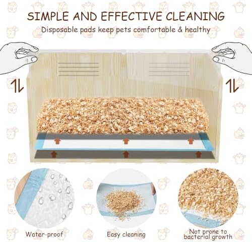Wooden Hamster Cage with Toys and Bedding 32"x16" Guinea Pig Cages with Openable Top & Acrylic Front Door Large Ventilated Small Animal Cage for Hamster Rabbit Guinea Pig Hedgehog Rat