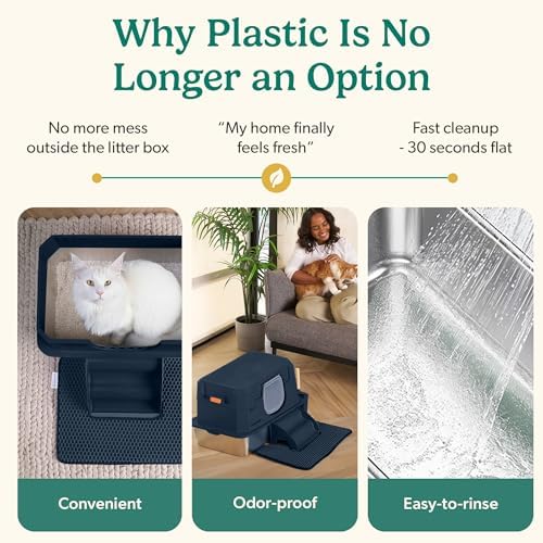 PetCove IronPaws Stainless Steel Enclosed Litter Box, XL Kit, 3 in 1 Design