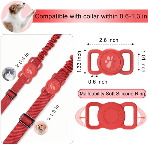 SANKALA [1 Pack] Waterproof Dog Airtag Holder, Red