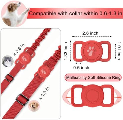SANKALA [1 Pack] Waterproof Dog Airtag Holder, Red