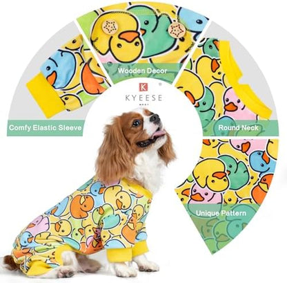 KYEESE Velvet Dog Pajamas for Medium Large Dogs Soft Onesie, Colorful Duck