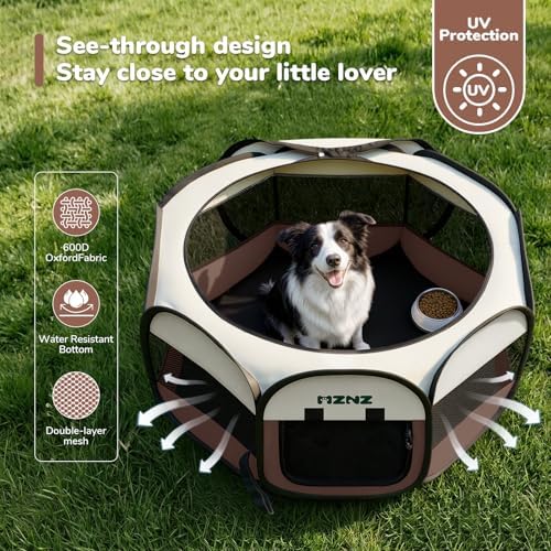 Dog Cat Small Animal Puppy Playpen Crate, Large, Brown