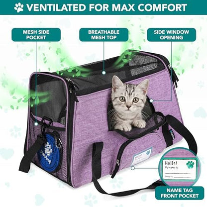 PetAmi Airline Approved Pet Carrier Cats & Small Dogs, Small Heather Purple