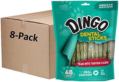 Dingo Tartar and Breath Dental Sticks for All Dogs, 48-Count (Pack of 8)