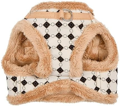 Puppia Jace Vest Dog Harness Step-in Warm Winter Diamond Pattern for Small and Medium Dog, Beige, Small