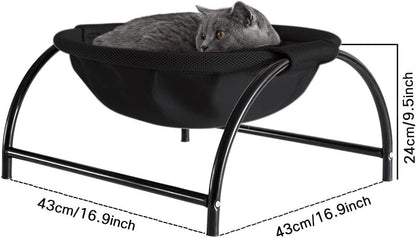 JUNSPOW Cat Bed Sleeping Cat Hammock, 16.9in x 16.9in x 9.5in, Black