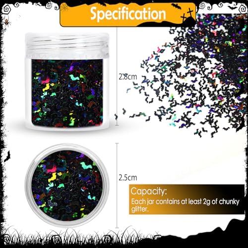 Laza 2g Halloween Chunky Glitter Bat Shaped Confetti Nail Charms
