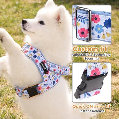 KOOLTAIL No Pull Small Dog Harness with Soft Padded and Handle, Easy Walk Puppy Vest Harness Neck & Chest Adjustable, Reflective & Lightweight Escape Proof Breathable Mesh Medium Pet Harness, Blue S