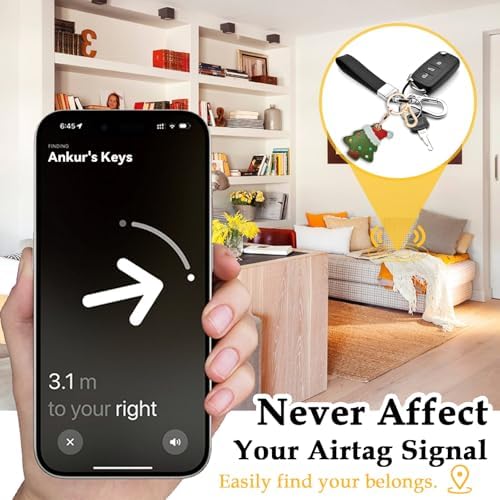 Leather Keychain Holder Case for AirTag, Cute Protective Cover for Apple Airtag KeyChain, GPS Tracker Item Finder