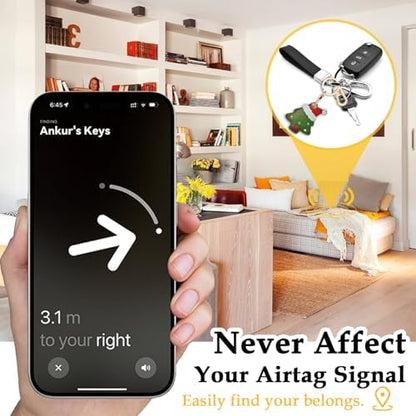 Leather Keychain Holder Case for AirTag, Cute Protective Cover for Apple Airtag KeyChain, GPS Tracker Item Finder