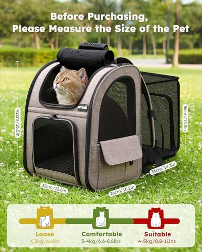 pecute Cat Backpack Expandable, Cat Backpack for Cat with Breathable Window