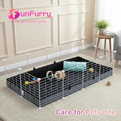 FunFurry Quilted Guinea Pig Cage Liner, Reversible & Absorbent Bottom Base, Cage Liners for Small Animals, Hamster Chinchilla Hedgehog Ferret Rabbit. (Dark Grey-Quilted, 24" X 48")