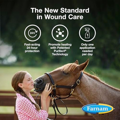 Farnam Purishield Wound and Skin Care Fast-Acting Spray for Horses, 12 Fl Oz (Pack of 6)