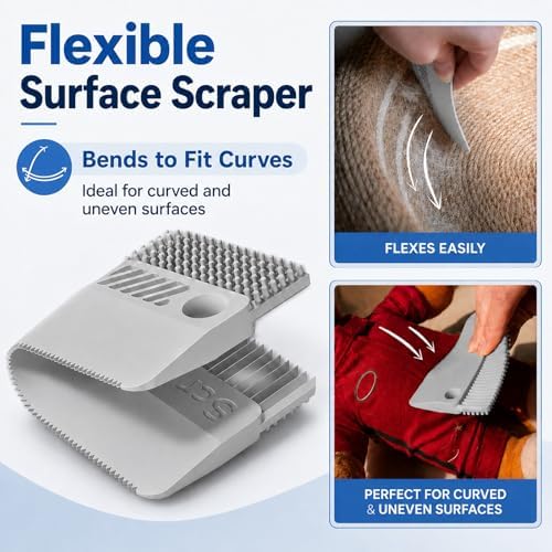 2 Pack Reusable Pet Hair Remover and Fabric Lint Scraper Set, Gray