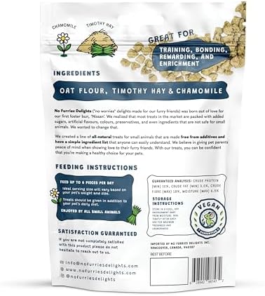 Treats, 100% All Natural Mini Bites for Rabbit Hamster Guinea Pig Chinchilla Pet Rat Mice Gerbil Bird, Healthy Enrichment Bonding Rewarding Training (Hoppy Hay Hearts 50g)