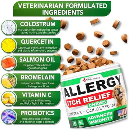 Dog Allergy Relief Chews for Itchy Skin and Seasonal Itch Support, 170 Ct