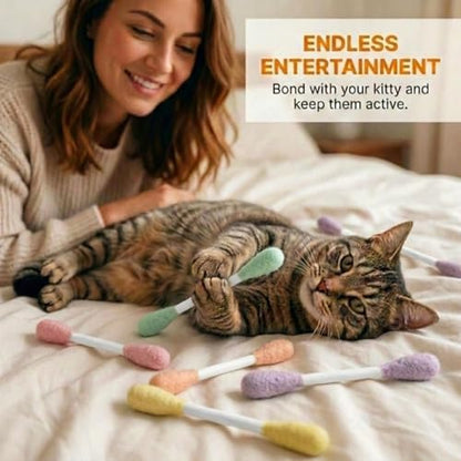 Glaciart One Swabs Cat Toys with Catnip - 6 Pk | Durable for Chew, Cute Cat Toys Interactive Kitty for Boredom, Exercise, & Play | Filled w/Organic Catnip for Anxiety & as Digestive Aid | Gift Idea