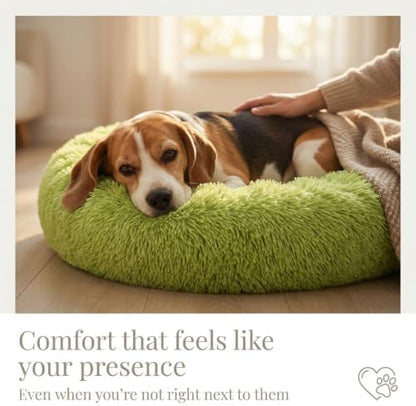 nononfish Cozy Donut Dog Bed,Plush Round Calming Pet Bed