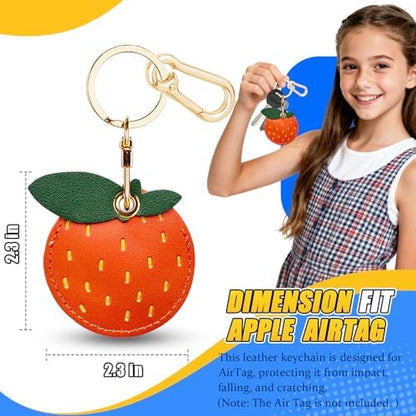 Leather Keychain Holder Case for AirTag, Cute Protective Cover for Apple Airtag KeyChain, GPS Tracker Item Finder