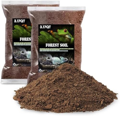 VCEPJH Reptile Soil Substrate Burrowing Tortoise Bedding for Habitat Bearded Dragon Enclosure Topsoil Terrarium Substrate for Snake Tarantula Gecko Lizard Spidey Frog Hermit Crab (3 L)