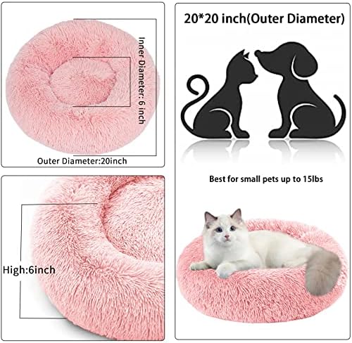 Cat Beds for Indoor Cats,20 Inch Dog Bed for Small Melium Large Dogs, Washable-Round Pet Bed for Puppy and Kitten with Slip-Resistant Bottom