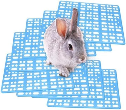 Hamiledyi 8 Pcs Rabbit Cage Mats Small Animal Plastic Feet Pads Floor Mat for Pet Cats Dogs Bunny Hamster Rat Chinchilla Guinea Pig(Blue)