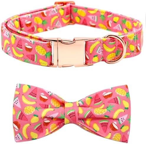 Dog Collar- Fruit Print Adjustable Pet Bow Collar Girl or Boy Puppy Collars Bowtie Cute Soft Duarble Collars for Small Medium Large Dog