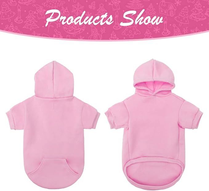 KOOLTAIL Dog Hoodie for Large Medium Small Dogs, Soft and Warm Pet Sweater with Leash Hole and Pocket Boy Girl, Puppy Fall Winter Jacket Clothes, French Pitbull Cold Weather Coat Sweatshirt, Pink L