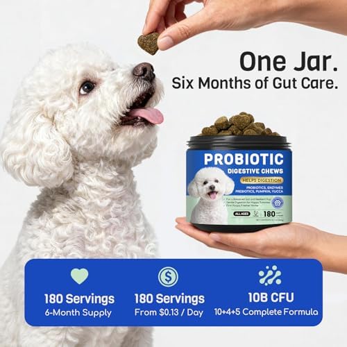 Probiotics for Dogs, 10B CFU, Digestive Health, 180 Chews