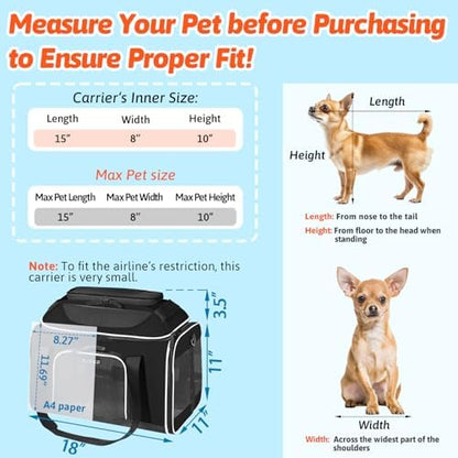 Petskd Top-Expandable Small Pet Carrier with Wheels Airline Approved