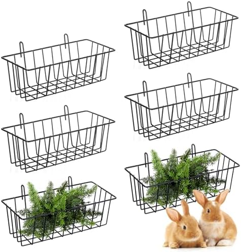 6 Pcs Rabbit Hay Feeder,Bunny Hay Feeder Rack with Metal Frame for Guinea Pig Chinchilla,Large Heavy-Duty Hays Holder Feeders for Rabbits Guinea Pigs, Small Animal Cage Accessories