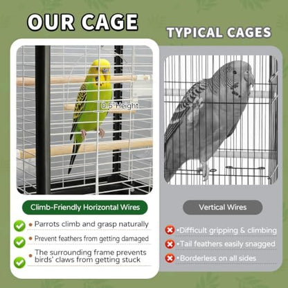 17.5 Inch Small Bird Cage & Travel Carrier – Portable Parrot Cage for Home, Outing, Pet Clinic or Temporary Placement, Suitable for Small Medium Birds Like Parakeets Conures Lovebirds Cockatiels